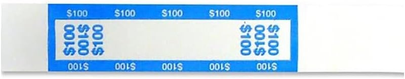 $100 Currency Strap, White/Light Blue, 1000/Pack (560019)